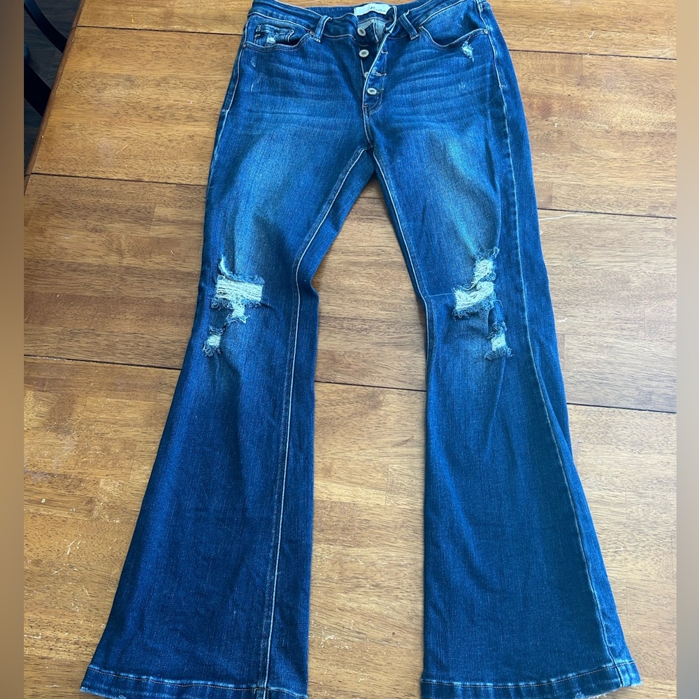 Kancan button fly flare jeans